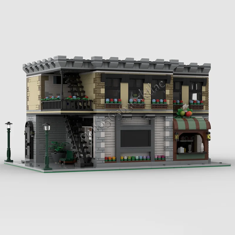 3266 أجزاء البائع الساخن الفيلم الشهير الحضرية واجهة المتجر قوالب بناء نموذج مجموعة لتقوم بها بنفسك الجمعية عرض لعب هدايا عيد ميلاد الأطفال #2