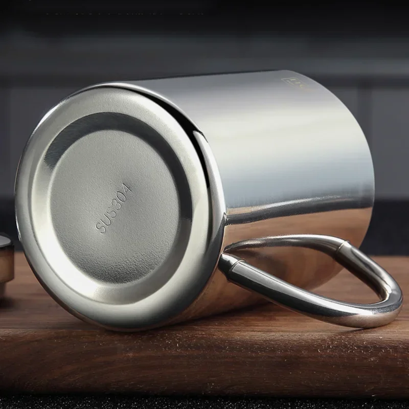 304 Stainless Steel Mug Cup Double Layer Anti-scalding Thermos Cup With Lip Coffee Tea Milk Beer Water Bottle Office Home Use