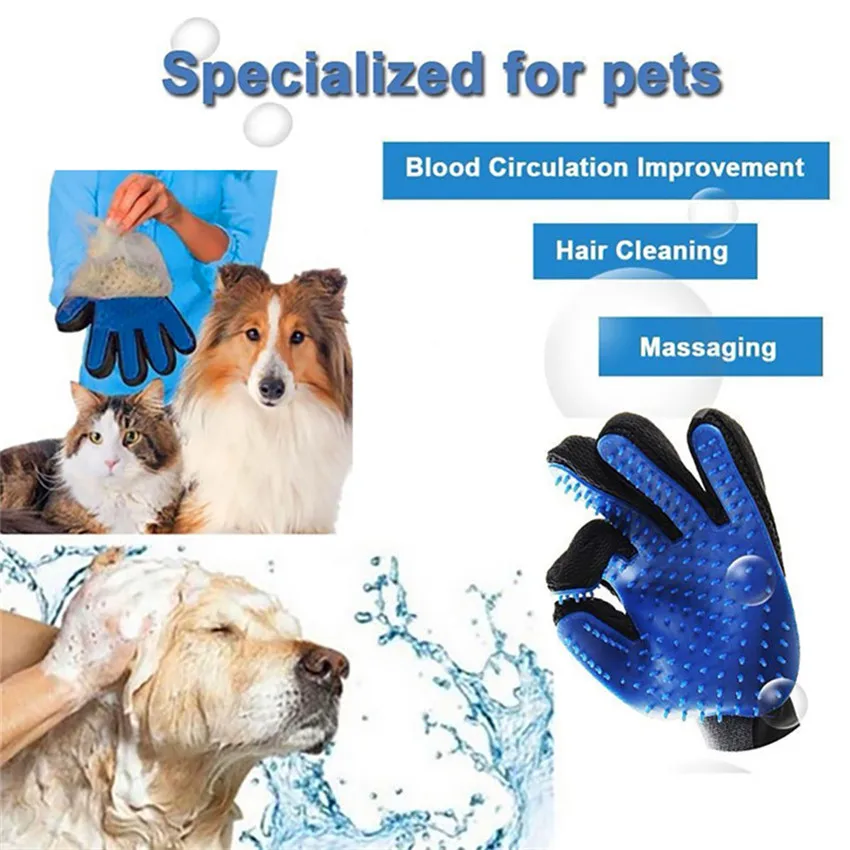 Guanto per toelettatura animali domestici per cani Gatti in silicone Spazzola Pettine Deshedding Guanti per capelli Cani Prodotti per la pulizia del bagno Pettini per animali di PROSTORMER