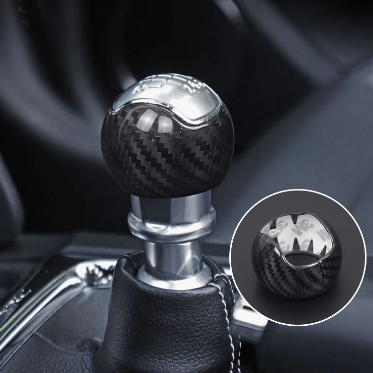 For Ford Mustang Gear Shift Knob Cover Carbon Fiber For Mustang 2015-UP Accessories Manual Gear Shift Knob Trim Car Stickers