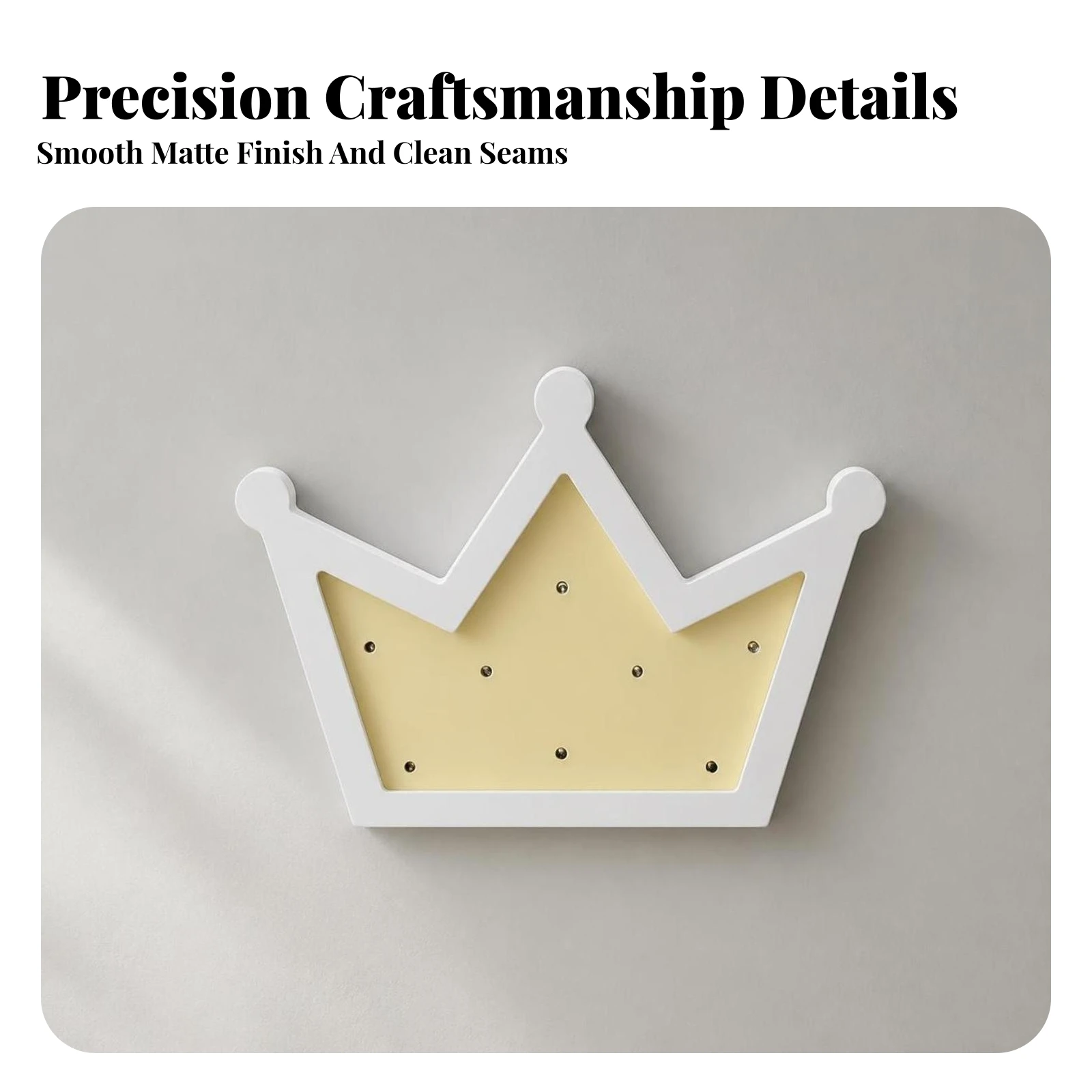 Wooden Crown Light Soft Crown Wall Lamp LED Wall Decor Ambient Glow Easy to Install for Children, Nursery, Reading Corner