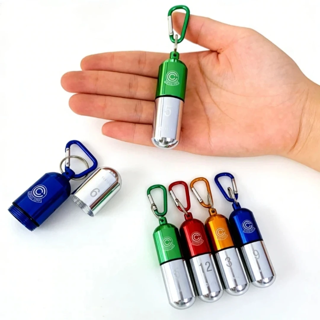 Dragon Ball Aluminum Alloy Capsule Creative Portable Pill Straw storage bottle outdoor toothpick box Keychain Toy Pendant Gifts