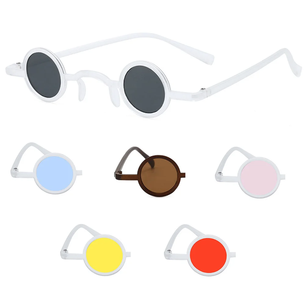 

2Pairs Retro Creative Glasses Sunglasses for Man Woman White Frame Blue Eyeglass Pattern Colorful Design Good Skin