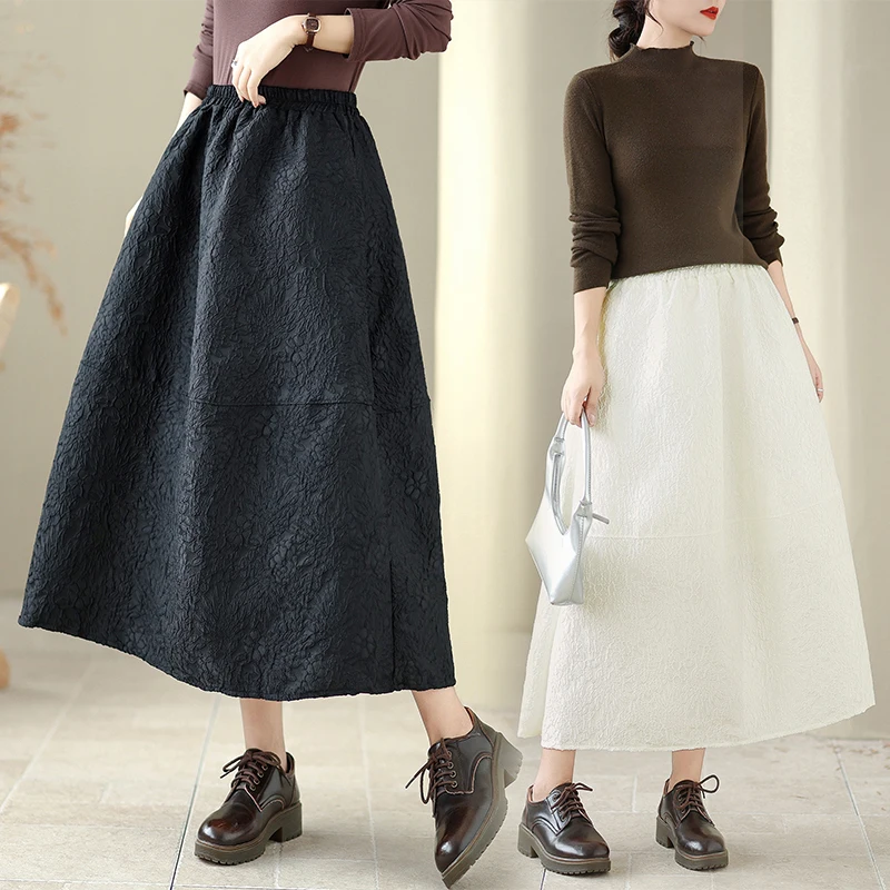 

Осень-зима Emed, повседневная универсальная юбка-миди с цветочным принтом и высокой талией, женская юбка-бутон с эластичной резинкой на талии, юбка с цветочным принтом для поездок на работу