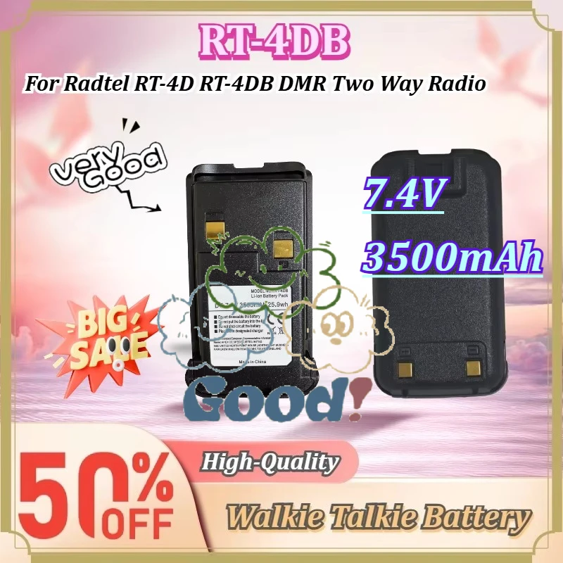 For Radtel RT-4D RT-4DB DMR Two Way Radio 7.4V 3500mAh Li-ion Rechargeable Battery Pack Walkie Talkie Replacement Battery