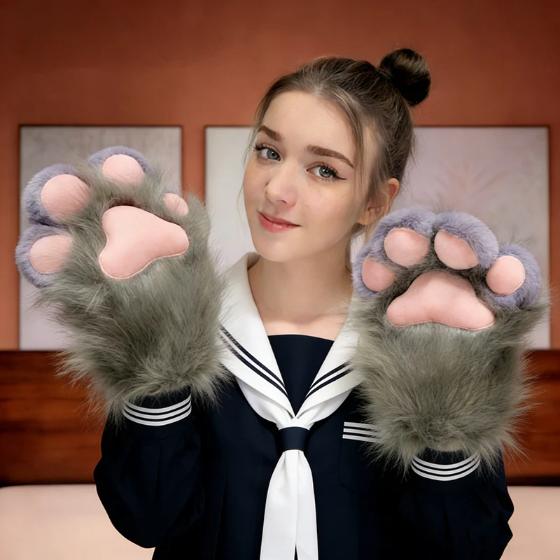 

Милые пушистые косплей-аксессуары в стиле кавайи: перчатки-когти для фурсьюта, очаровательные толстые плюшевые крылья ангела, декор для комик-конов, подарок для подростков
