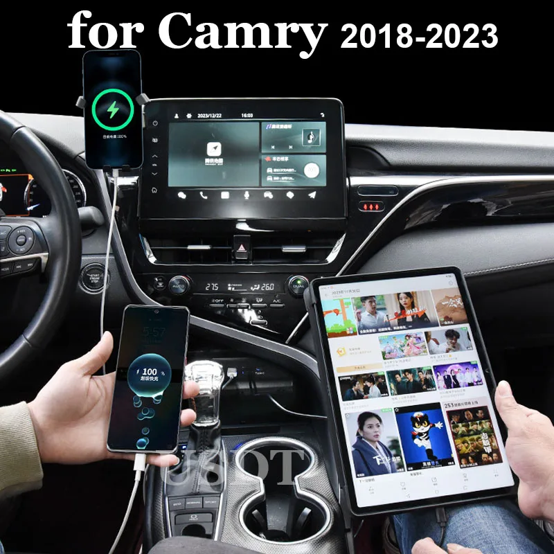 For TOYOTA Camry Avalon 2023 2022 2021 2020 2019 Center Console USB Type-C Splitter Adapter Fast Charger CD Slot Installation