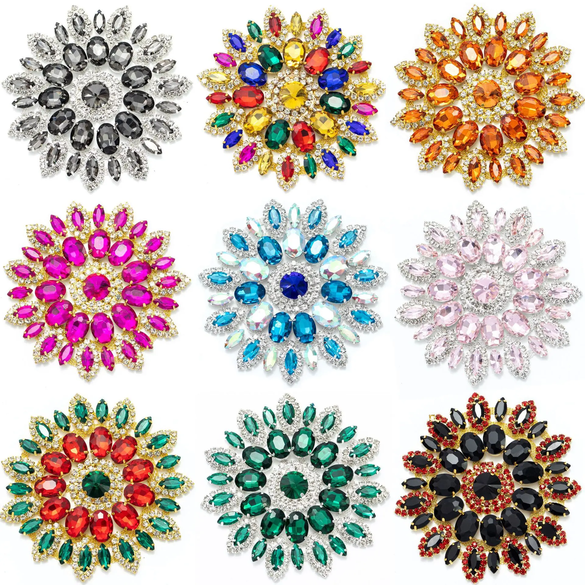 Intricate Sunflower Rhinestone Soldered Prong AB Crystal Inlay DIY for Clothing Fashion Jewelry Floral Accessories