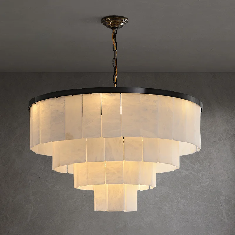 

LED Postmodern gold black Spanish lucite round chandelier light, for lustre living room ceiling decorative lighting fixtures .