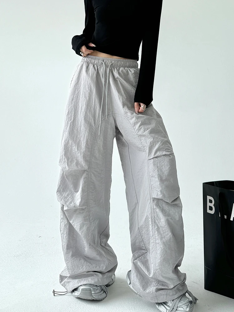 

ay Casual Dstring High Waist Pleated Loose Trousers Women's Autumn New Sle Slimming Long Pants Workwear Trousers