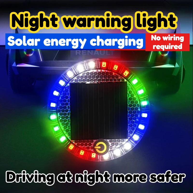 

Anti-rear-end Collision Cars Trucks Solar Flash Warning Light LED Strong Light Round Wire-free Width Display Decorative Light