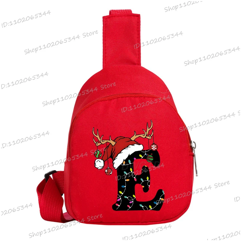 Bolso de pecho con letras de A-Z de Navidad a la moda, bolso de mensajero de ocio al aire libre con estampado de dibujos animados de Feliz Navidad para niños y niñas