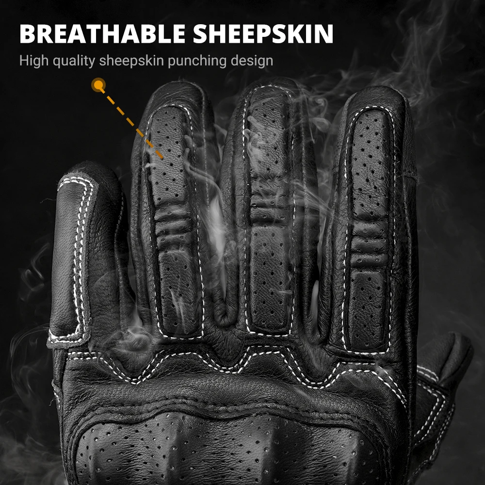 New Motorcycle Retro Leather Gloves Summer Breathable Design Unisex Vintage Riding Gear With Reinforced Stitching For Men Women