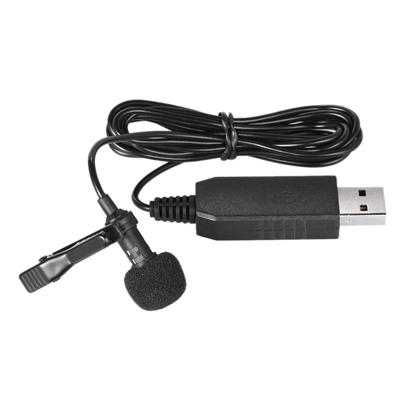 150Cm Clip-On Microphone Portable Mini Clip-On Omni-Directional Stereo USB Microphone Suitable For PC Computer