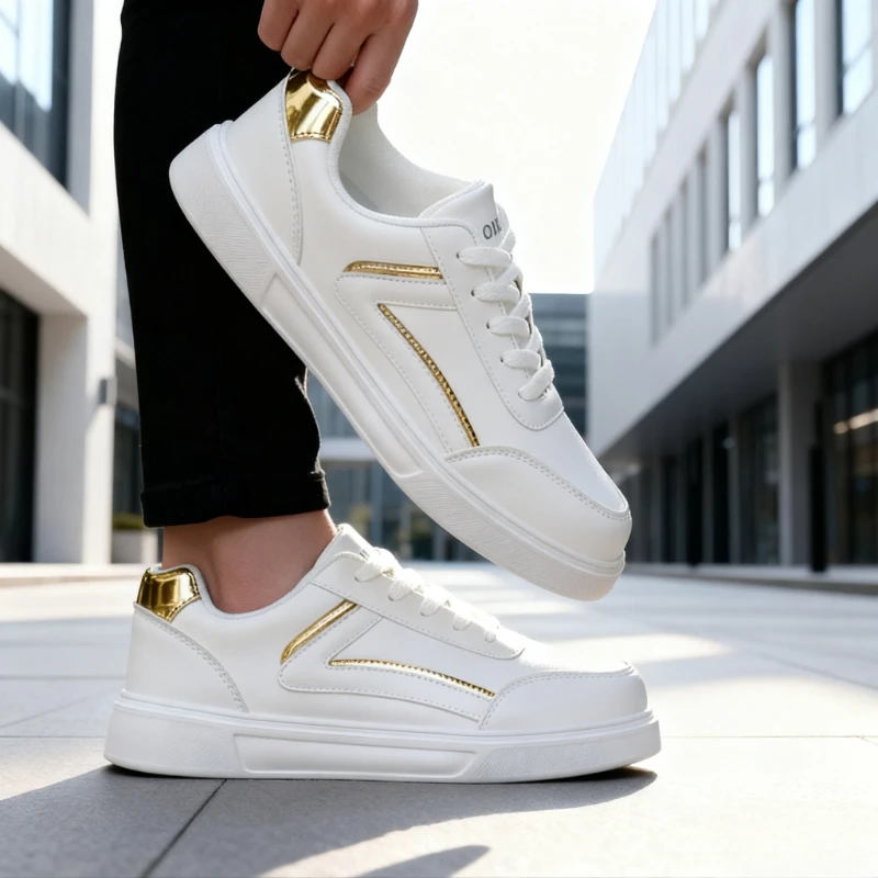 

Classic White Flat Sports Shoes for Men and Women Minimalist Low Cut Casual Shoes Breathable PU Lace Up Daily Walking Shoes 2025