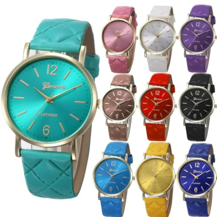 10 Pack Women Men Unisex Platinum Watches Roman Leather Band Analog Quartz Wrist Watch