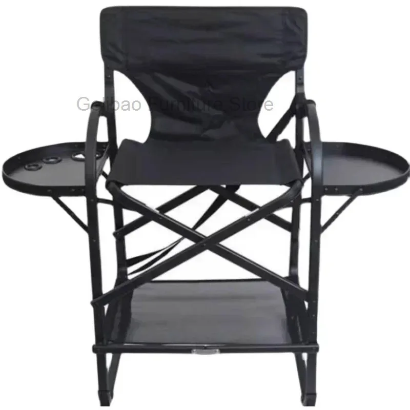 

Aluminum Alloy Tall Feet Professional Makeup Chair Black Folding Outdoor Camping Portable Director Hair furniture