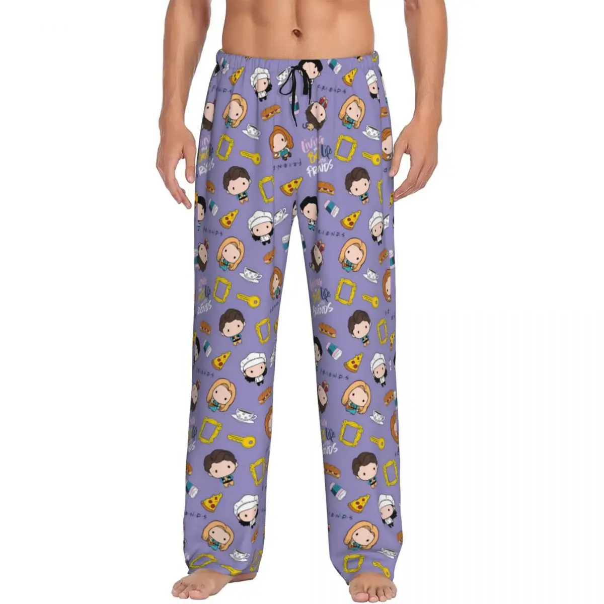 

Custom Friends Pajama Pants for Men Sitcom TV Show Sleepwear Lounge Sleep Bottoms Stretch with Pockets