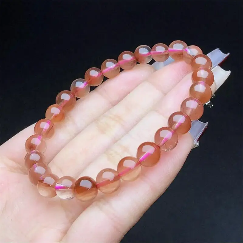 8MM Natural Red Rabbit Hair Quartz Bracelet Crystal Reiki Healing Stone Fashion Jewelry Gifting Gift For Women 1PCS