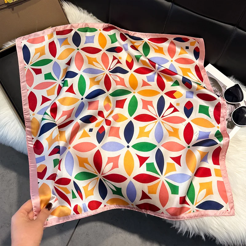 2026 New Cashew Silk Scarf Women Color Matching Square Scarf Ladies Literary and Retro 70cm Small Square Decorative Scarves