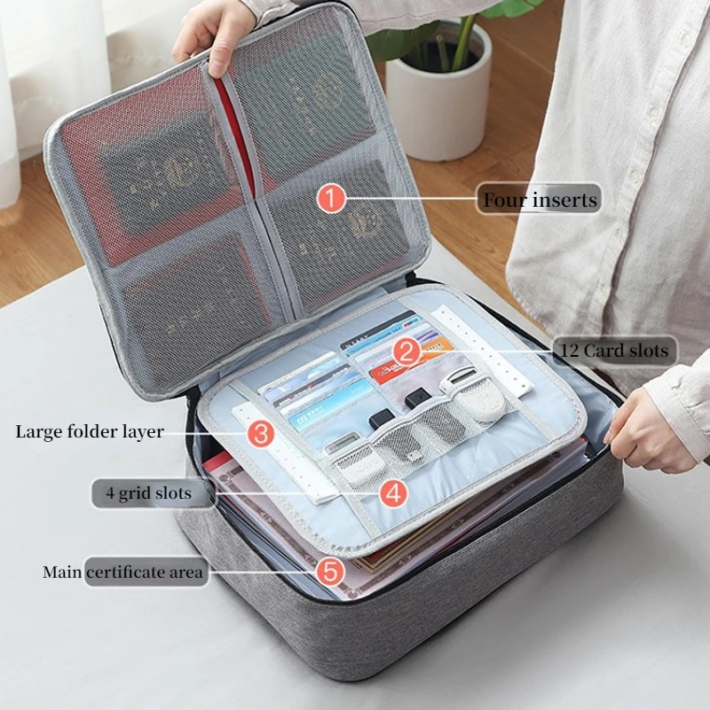 With Lock Document Storage Bag Certificate File Organizer Case Home Travel Passport Briefcase Card Passport Bag Finishing Bag
