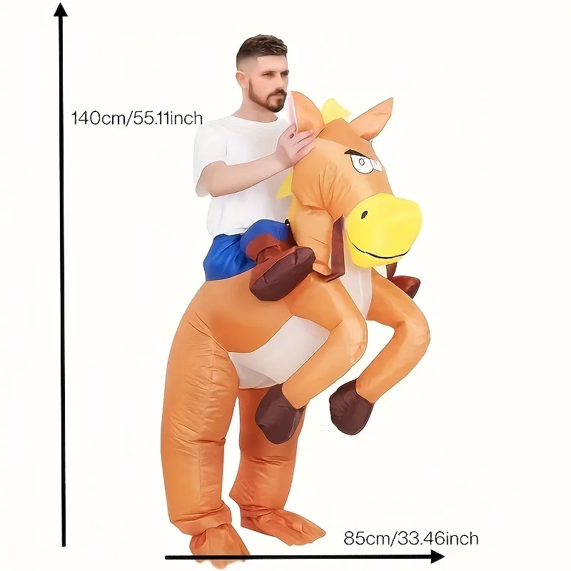 زي حصان قابل للنفخ عناصر رعاة البقر الغربية للهالوين بدلة دمية كرتونية مضحكة لأداء الحفلات وركوب الخيل