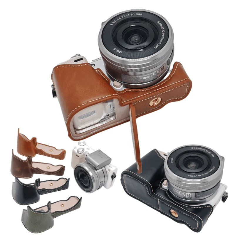 PU Leather Camera Half Case for Sony NEX5 NEX-5 NEX5R NEX-5R NEX5T NEX-5T NEX5C NEX-5C Battery Opening Bottom Cover