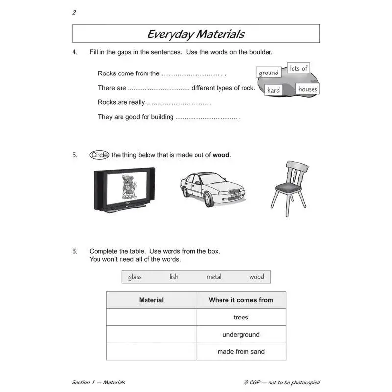 KS1 Science Year One Workout Everyday Materials CGP Books Coordination Group Publications 9781782942337 Book
