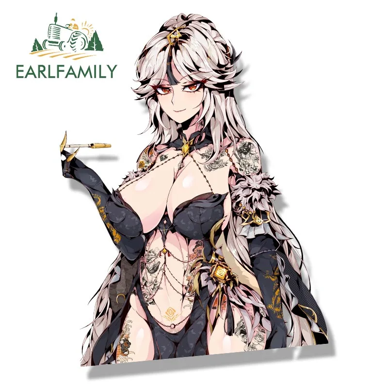 EARLFAMILY Gothic Ningguang Fanart Car Sticker Cartoon Peeker Girl Anime Sketch Waifu Decal JDM Orchid's Evening Gown Stickers