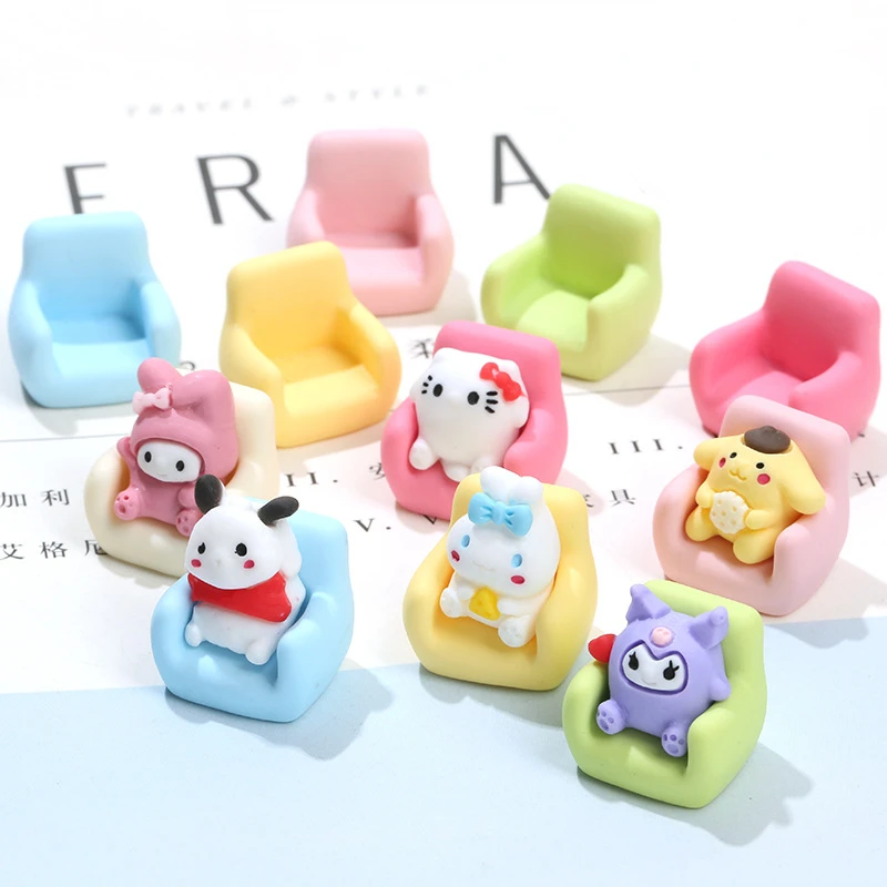 5 pack Sanrio sofa baby Cinnamoroll Mymelody cream glue  Kuromi mobile phone case Pochacco car decoration doll resin accessories