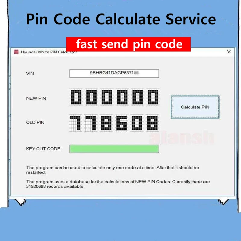 Pin Code Calculate Service for Hyundai KIA OpelToyota Chevrolet Honda Nissan Mazda Ford Pin Code Calculator