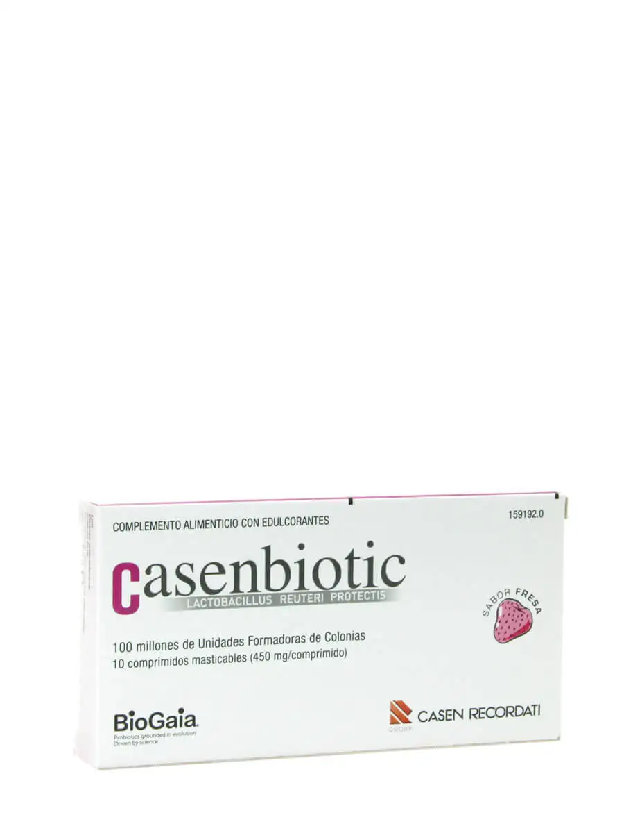 Casenbiotic strawberry flavor 10 chewable tablets-complement based on live lactic ferments.