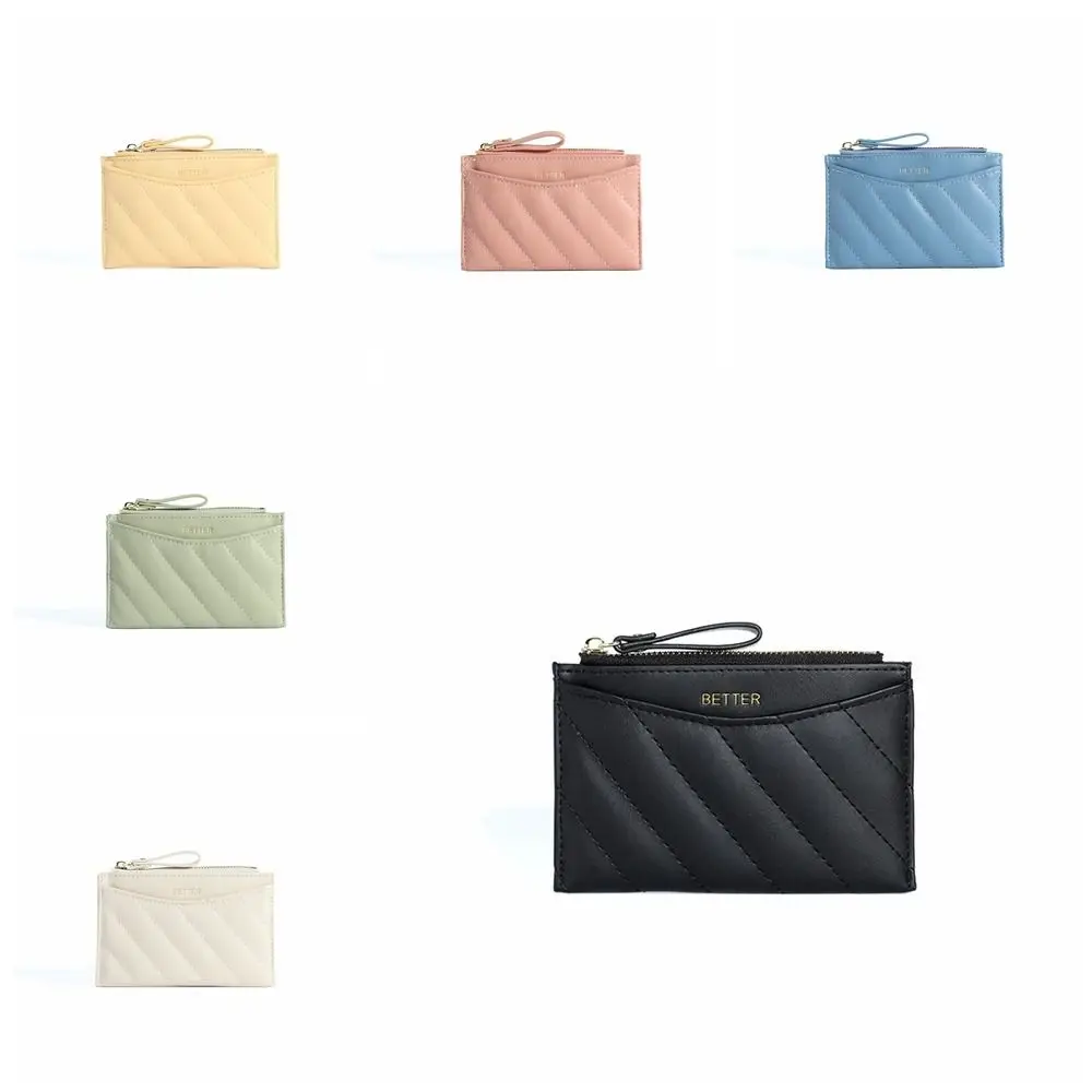 Mini sac à cartes en cuir PU à fermeture éclair pour femme, fente multi-cartes imprimée, petit porte-cartes, poche pour cartes, style coréen, porte-monnaie mignon pour femme