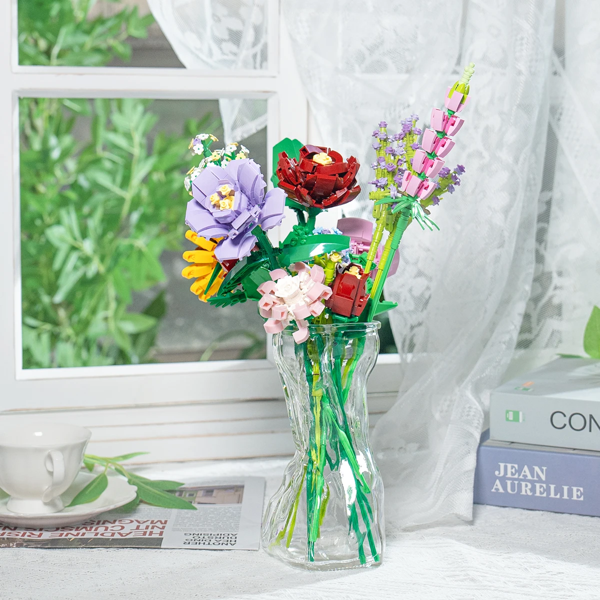 

Colorful Flower Bouquet Building Block Set | Buildable Building Blocks DIY Eternal Building Blocks Flowers, Creative Desktop | Home Decoration, Youth | Adults Handmade Decompression Trendy Toys! Creative Furniture Decoration, Adapted to the Living Room / 