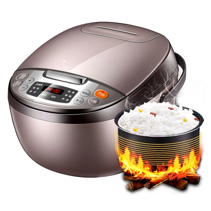 Rice Cooker 4L Terracotta Non-stick Inner 2-6 Person Multifunctional Home Smart Rice Cooker Chocolate Color