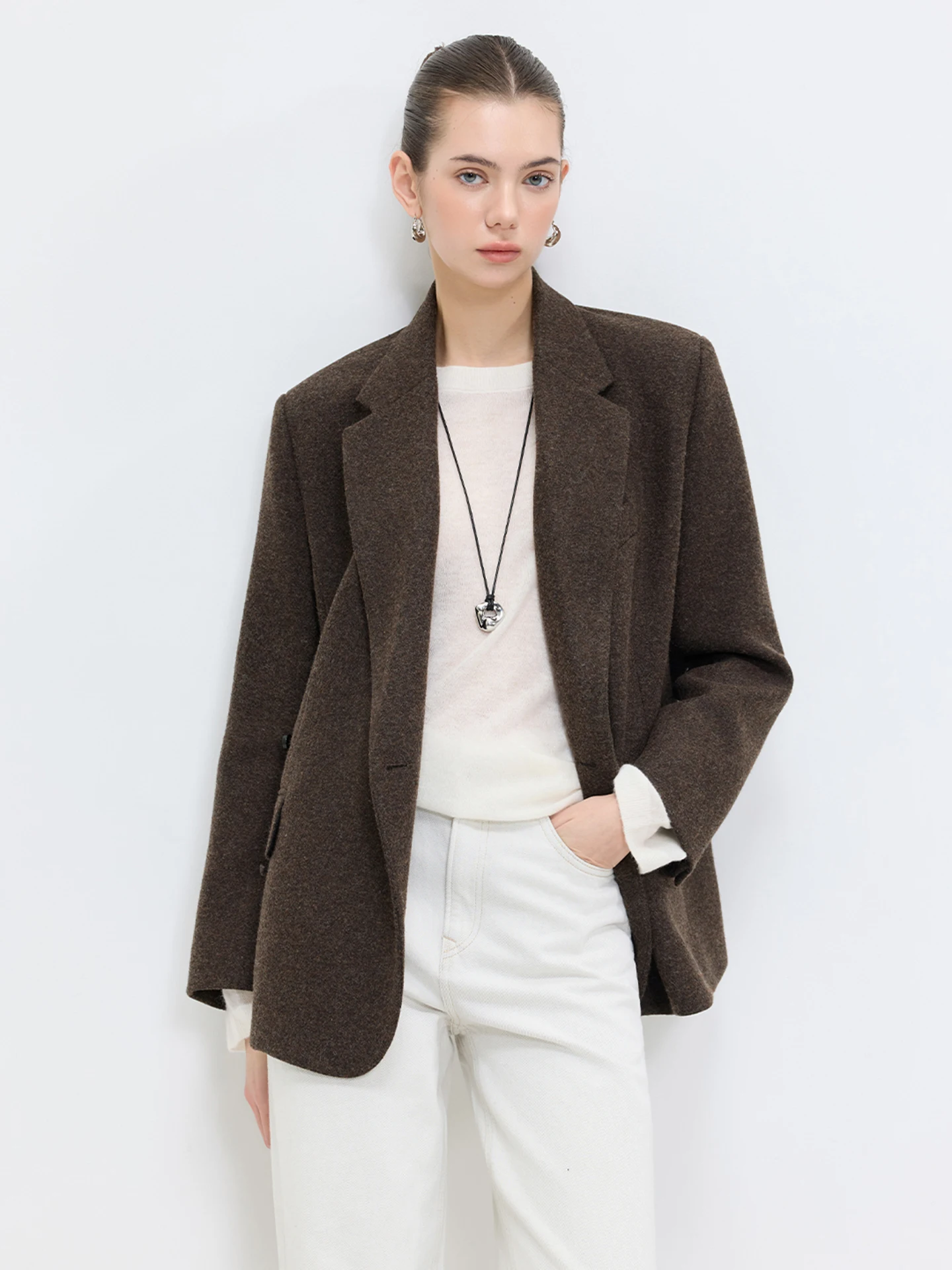 

Женское шерстяное пальто LUR: новая осенне-зимняя коллекция, повседневное, свободного кроя, модное, однобортное, с длинными рукавами