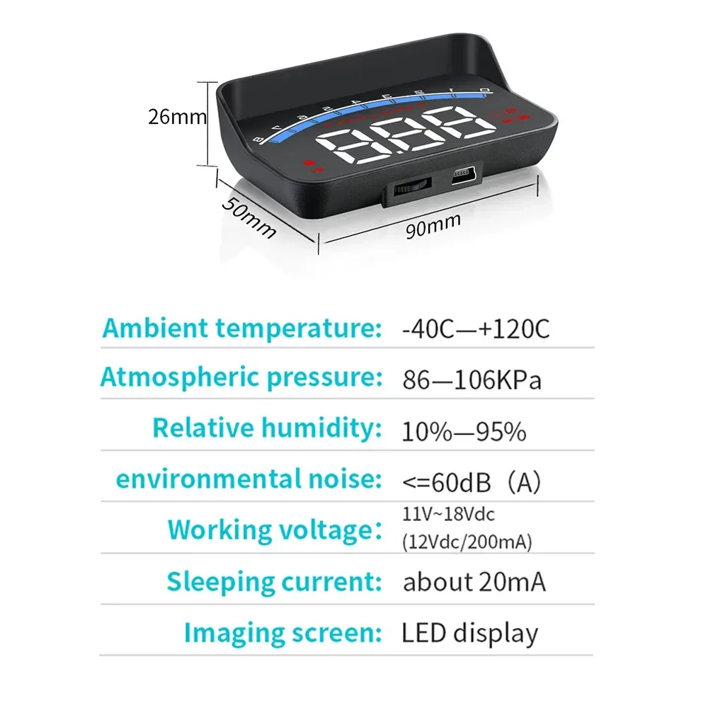 100% M6S OBD2 Digital Car Speedometer Head Up Display Windshield Projector on Car Glass Auto Accessories on-board Computer