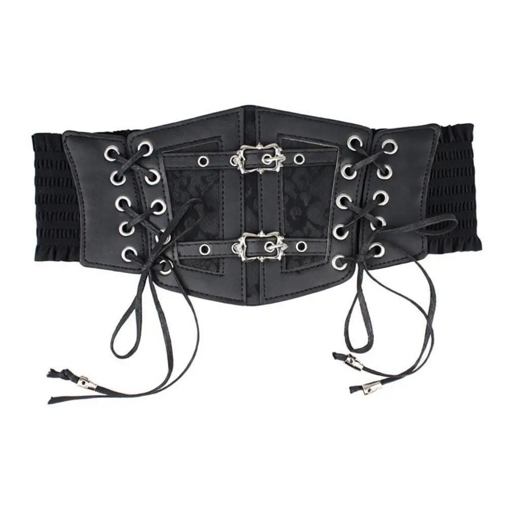 Fashion Gothic Corset Waist Belt Lace Retro Waistband Strap Wide Slimming Waist Cover for Women