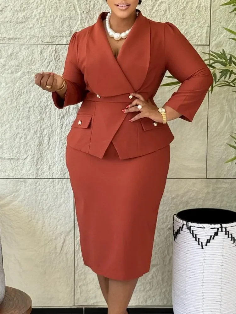 African Dresses For Women Elegant Spring Autumn Long Sleeve Dashiki Midi Dress Ladies Traditional African Clothing Fairy Dreaes