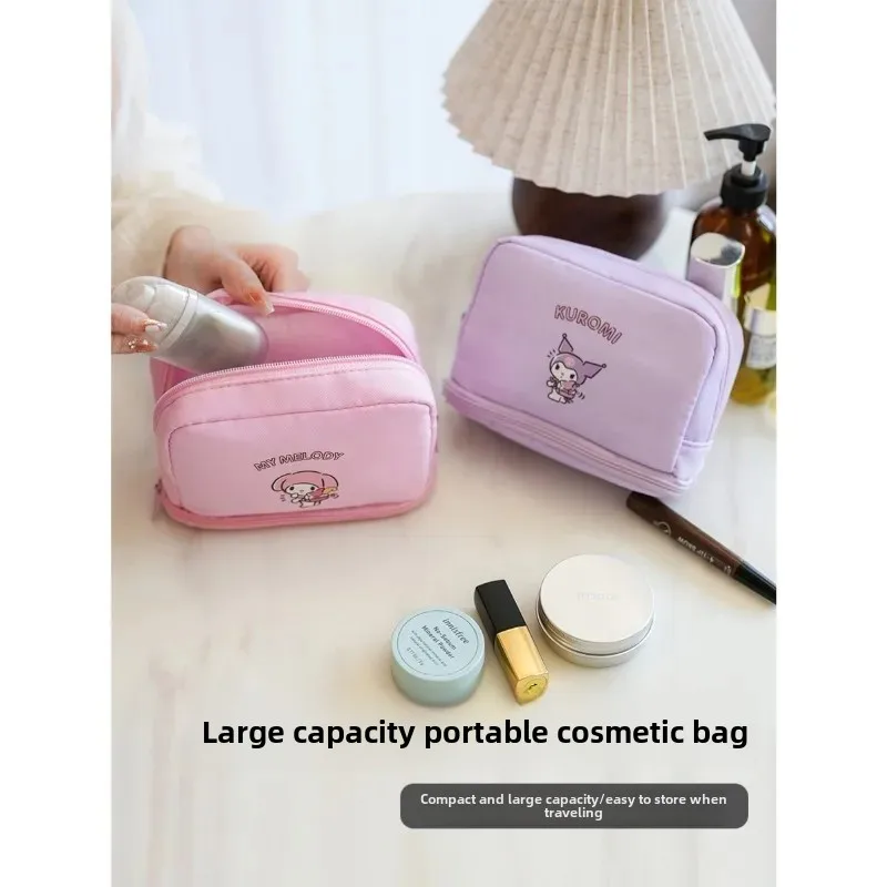 Sanrio Hello Kitty women Cosmetic Bag Cartoon Anime Fashion Kuromi Large Capacity Portable stationery Storage Bag Holiday Gifts