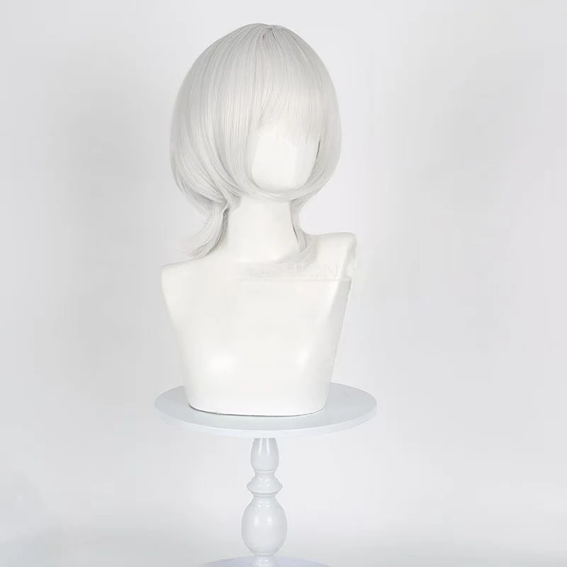 Yoruno Nene Cosplay Wig Anime Character Wig White Grey Hair Simulated Scalp Top Rose Net Cap Heat Resistant Synthetic Fiber Hair