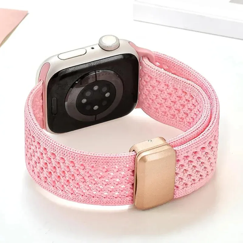 Braided Band For Apple Watch Strap 40mm 44mm 45mm 46mm 49mm 41mm 38 Magnetic Nylon Bracelet iWatch series se 7 6 8 9 10 Ultra 2