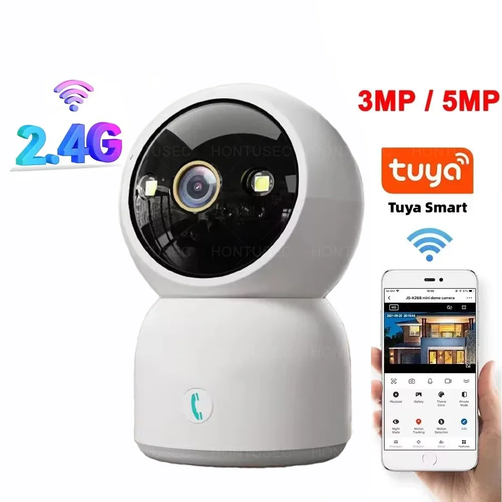 

Tuya Smart Life Click to Call WiFi Camera 5MP IP PTZ Indoor Camera Color Night Vision Two Way Audio Security Camera System