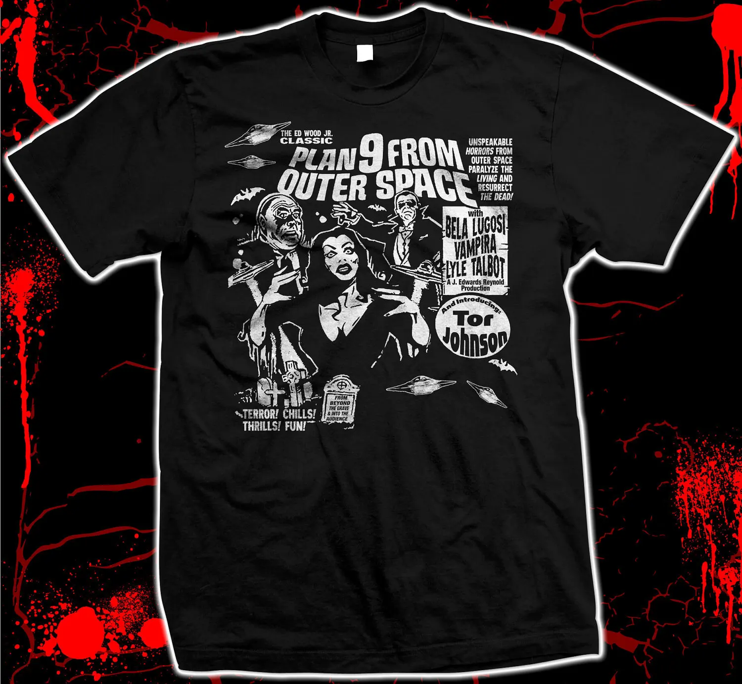 Plan 9 Nine from Outer Space Ed Wood Vampira Tor Johnson Pre shrunk hand screened 100 cotton t shirt