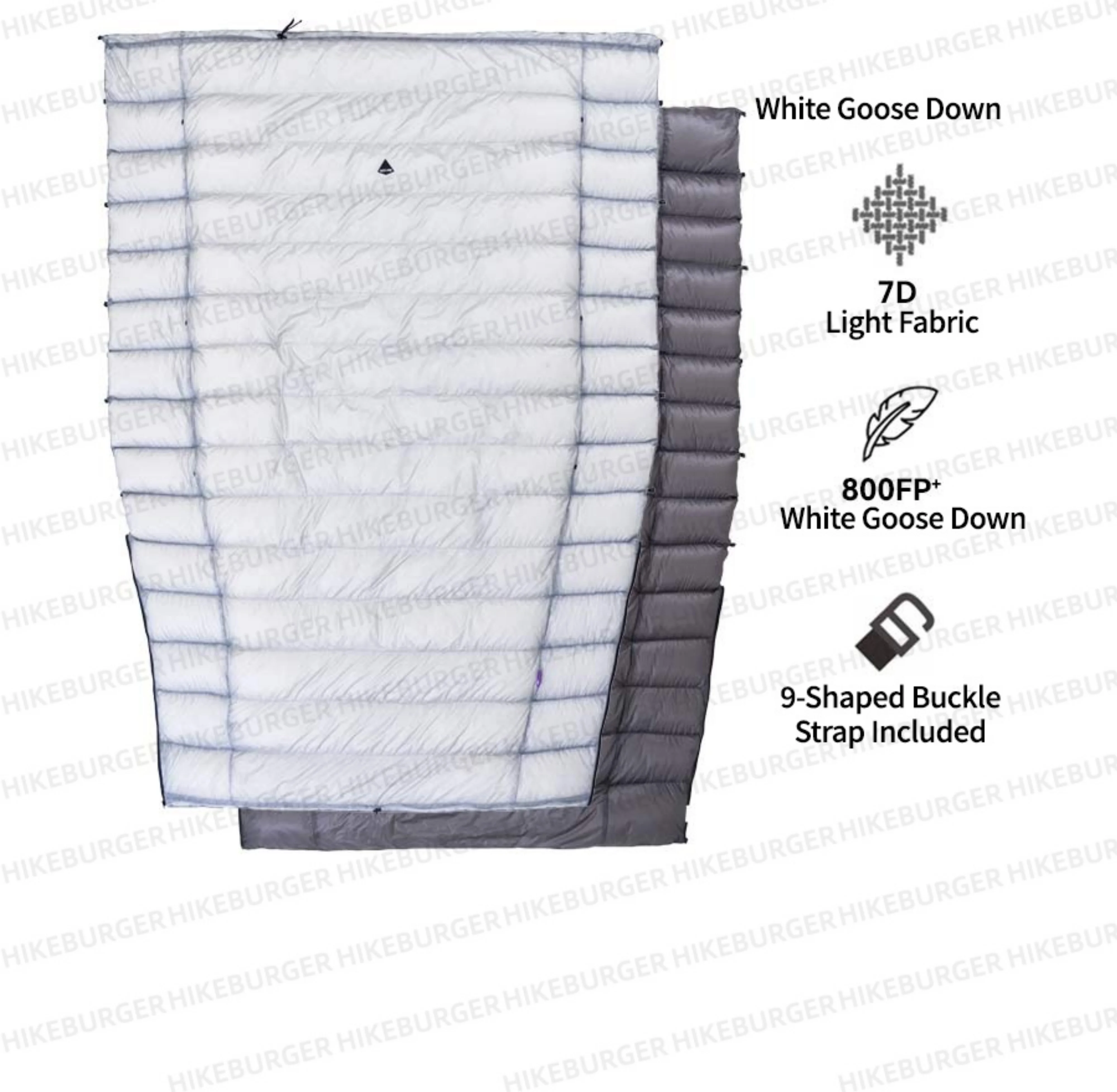 Ice Flame Quilt 800FP Goose Ultraleichte Schlafmatte im Envelope-Stil, Unterdecke für Hängematten, Rucksackreisen, Camping und Wandern – Detail 2