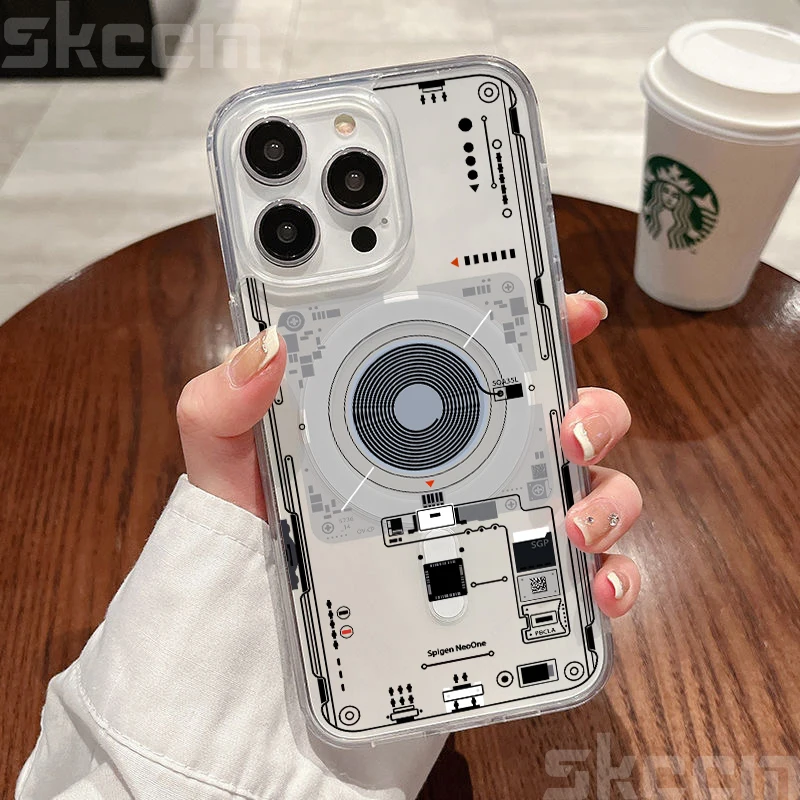 כיסוי טלפון עם טכנולוגיה אחרונה עבור Samsung Galaxy S25 Ultra S24 S23 S22 Plus FE לוח מעגל חור דק מגנטי כיסוי אנטי-נפילה