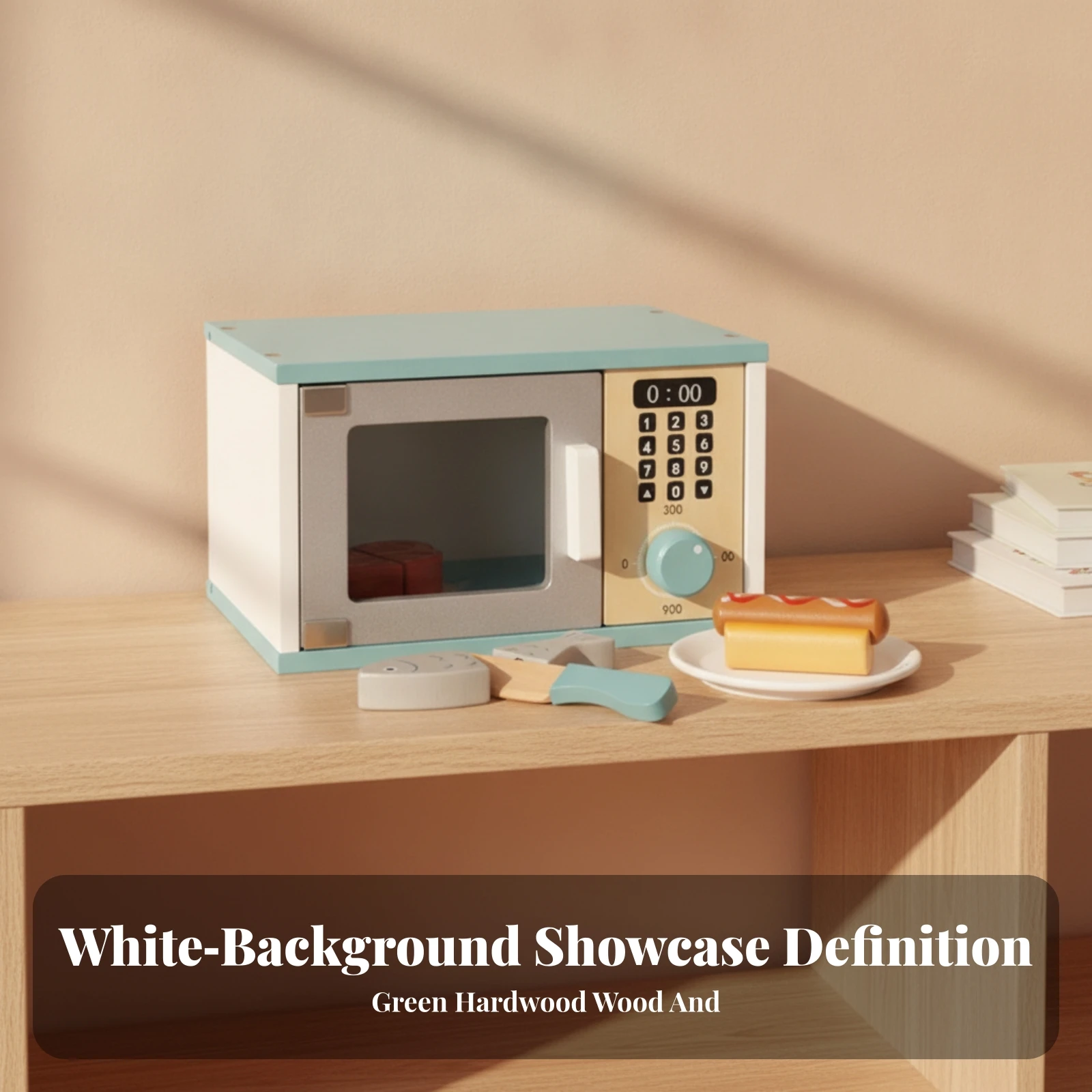 Play Kitchen Appliance Interactive Toy Microwave with Play Food for Preschoolers, Playroom, Daycare