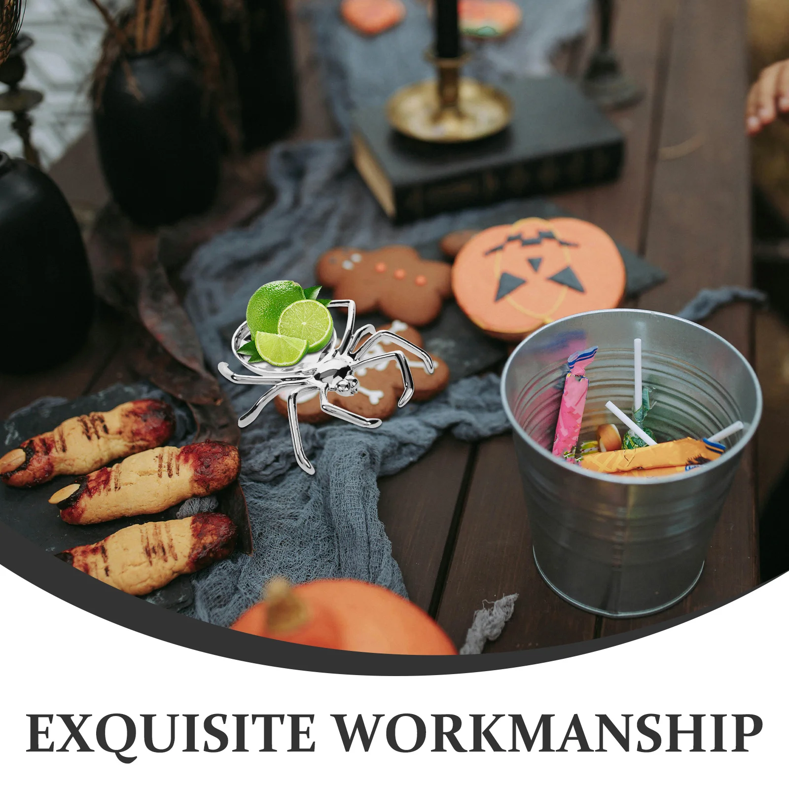 

Plastic Halloween Spider Plate Fruit Candy Snack Tray Reusable Dessert Serving Dish Halloween Candy Plate Household Snack Dish