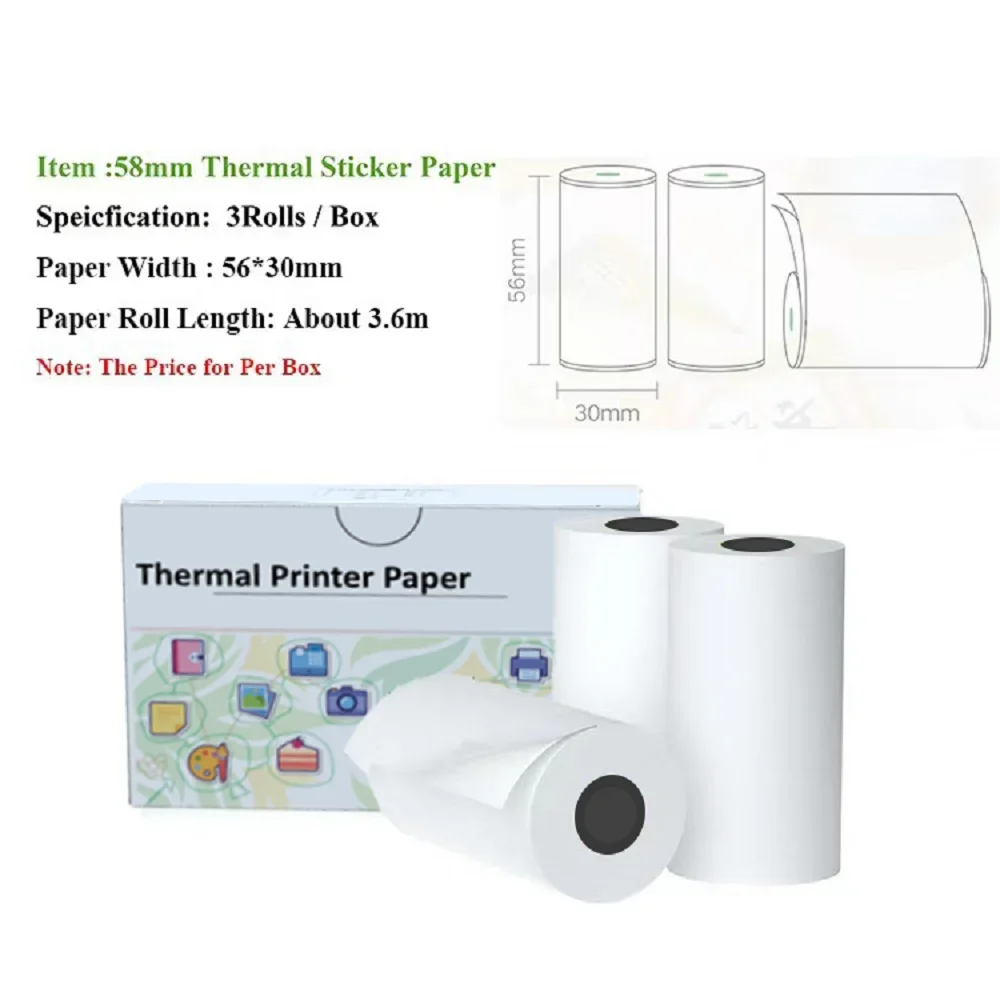 Adhesive Paper For Thermal Material Mini Printer Color Sticker 57x30mm for Photo Journal Notes Memo For Halloween