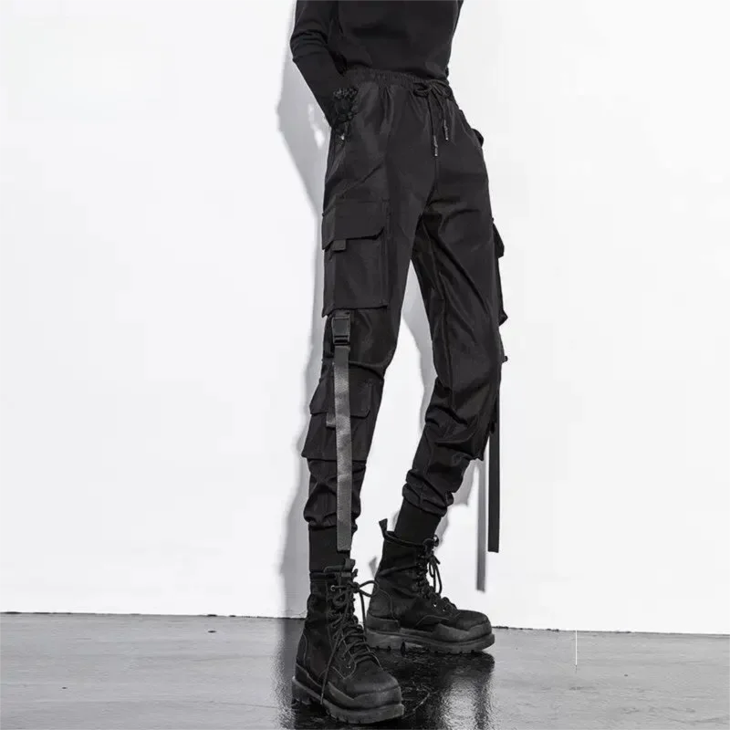 women pants Black Cargo Jogger Pants for Women Slim Fit Streetwear Motorcycle American Retro HipHop Ins Style Casual Pants